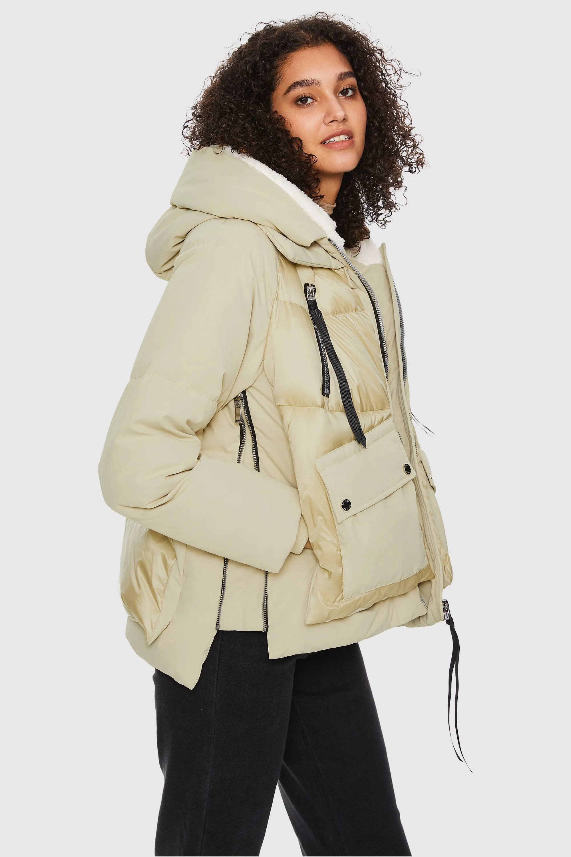 092 Colorlay Cropped Hooded Puffer Jacket