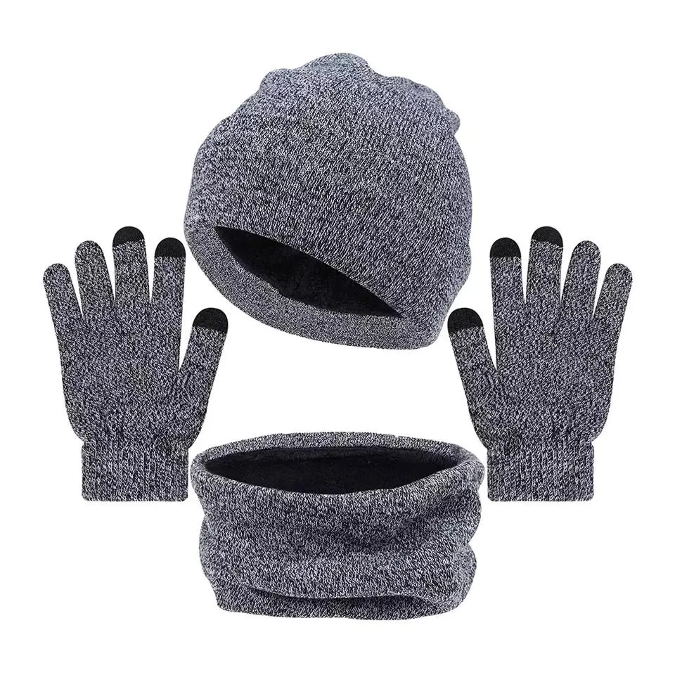 3-Piece: Winter Beanie Hat Scarf Gloves for Men