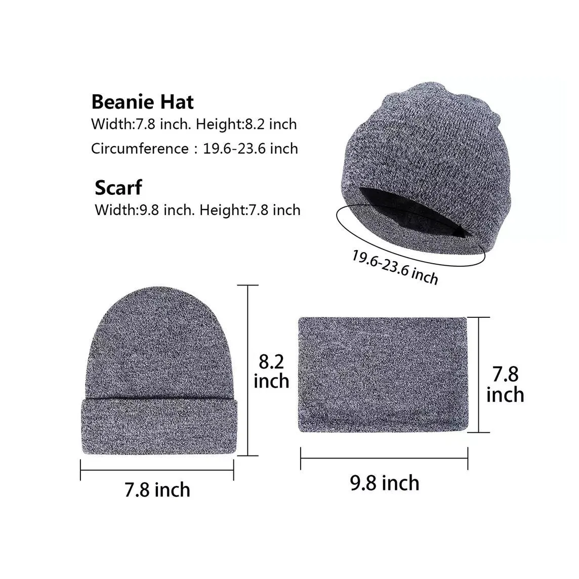 3-Piece: Winter Beanie Hat Scarf Gloves for Men