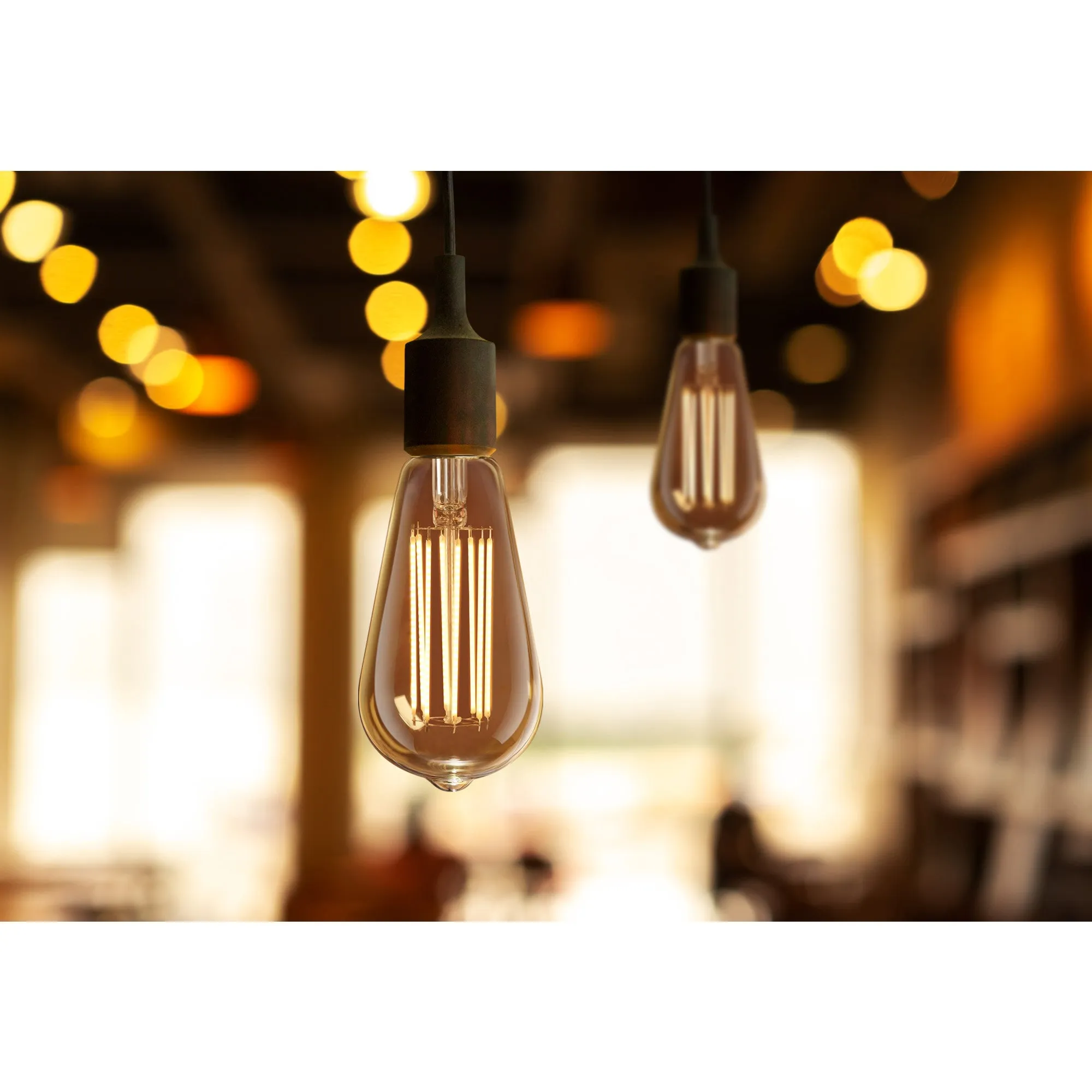 9W (60W Replacement) ST19 E26 Dimmable Straight Filament Amber Glass Vintage Edison LED Light Bulb, Warm Light