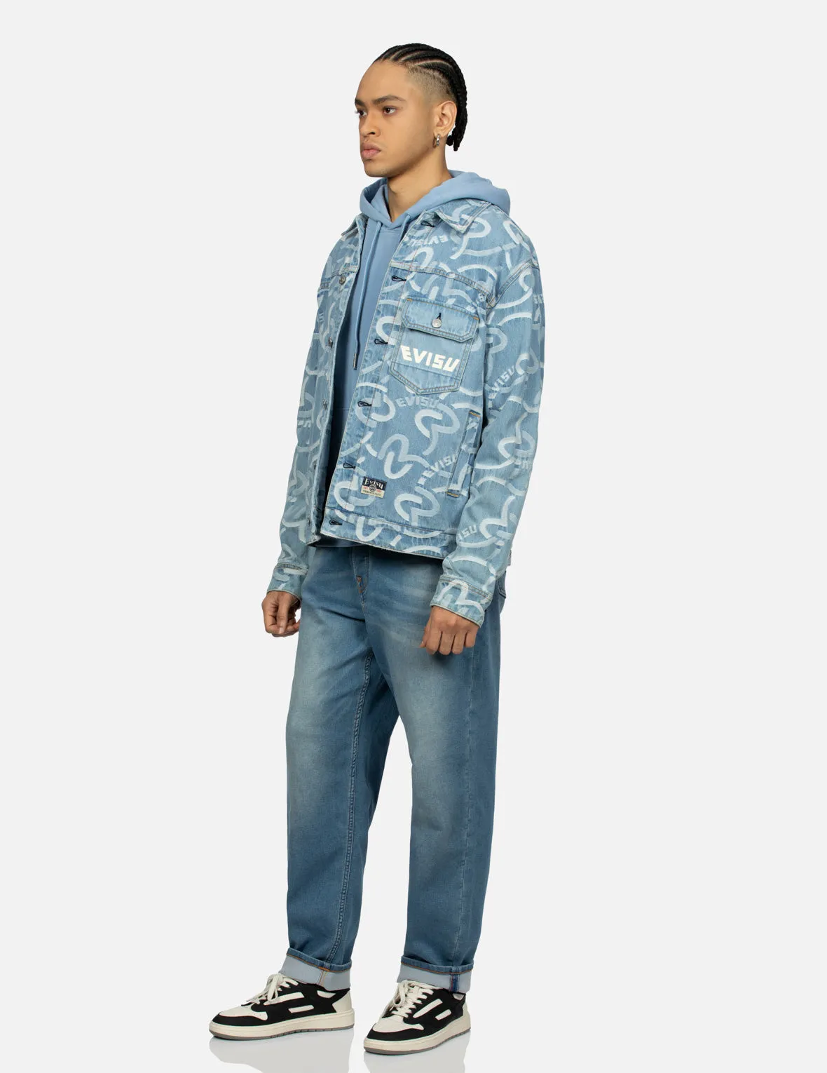 Allover Seagull Jacquard Relax Fit Denim Jacket