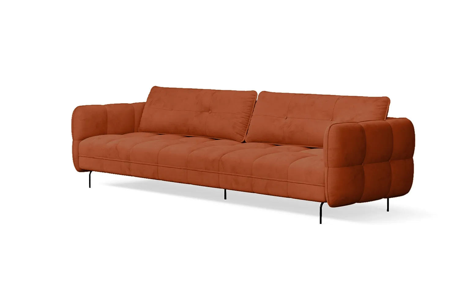 Anzio 4 Seater Sofa Orange Velvet