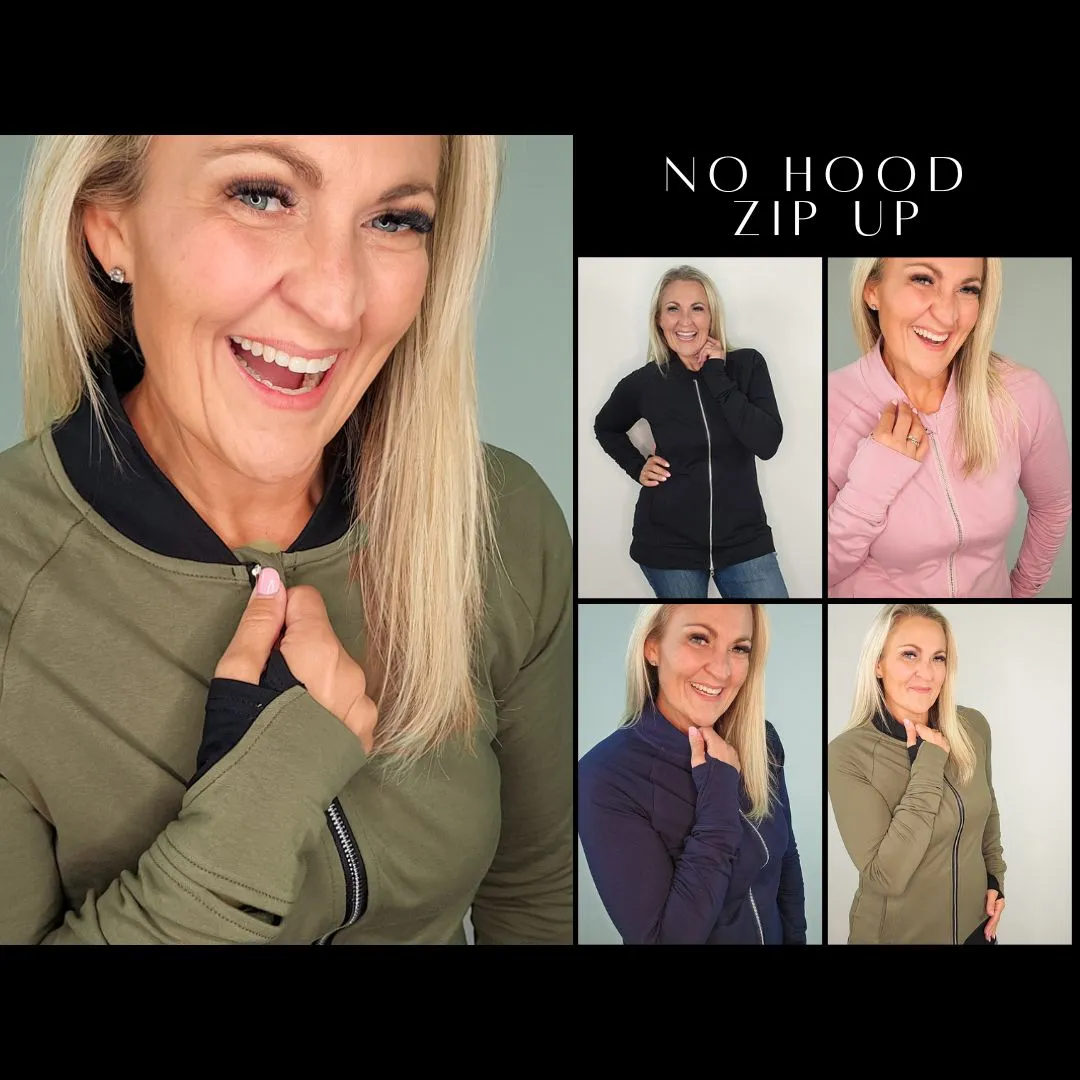 Army Green No Hood Zip Up