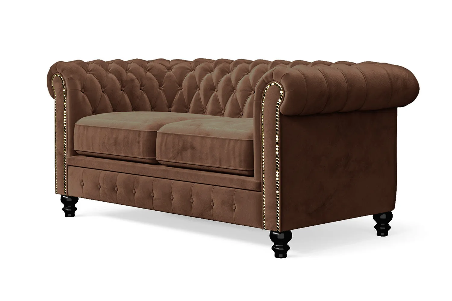 Aversa 2 Seater Sofa Coffee Brown Velvet