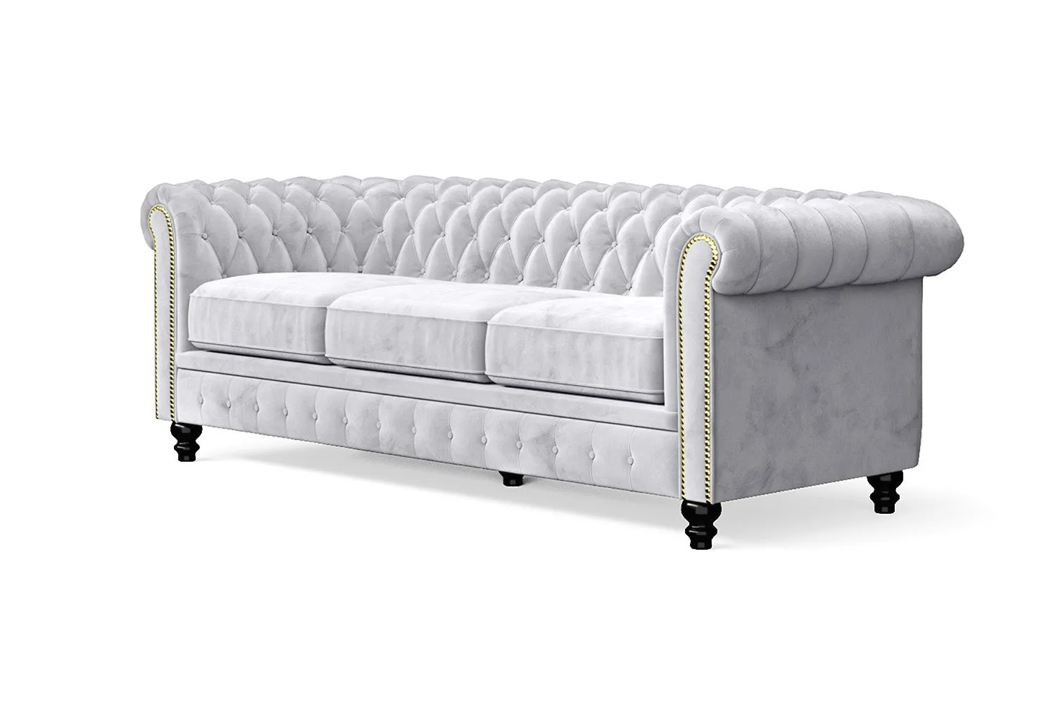 Aversa 3 Seater Sofa Silver Velvet