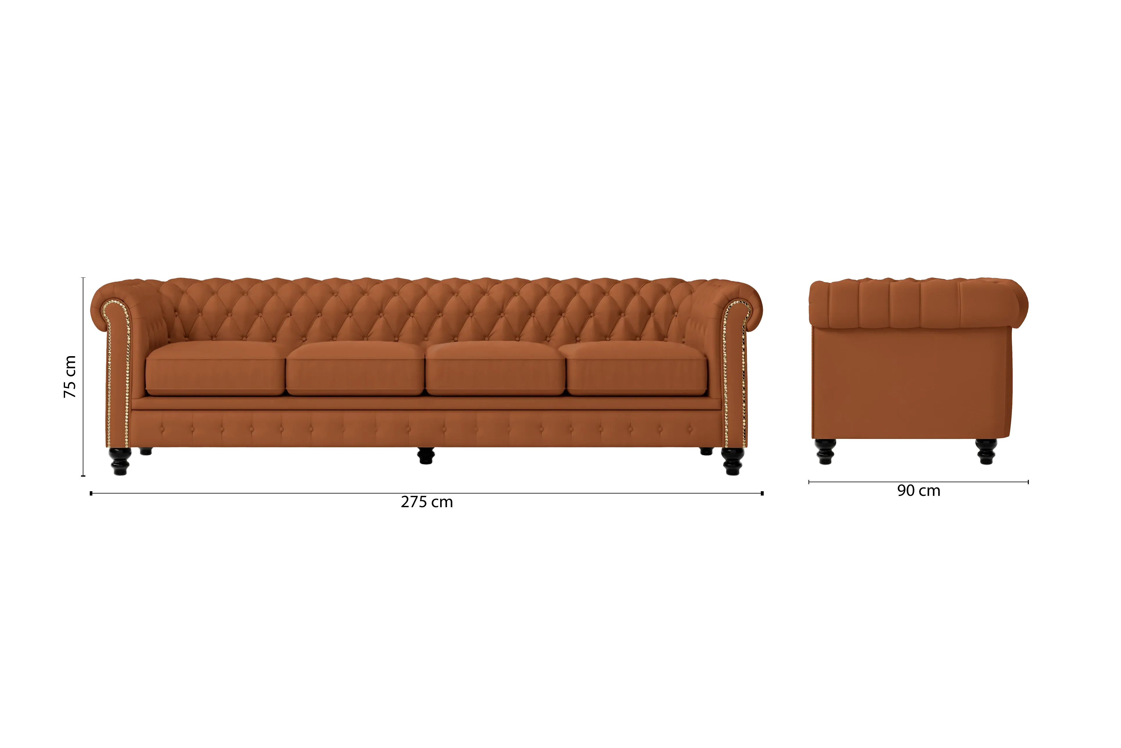 Aversa 4 Seater Sofa Tan Brown Leather