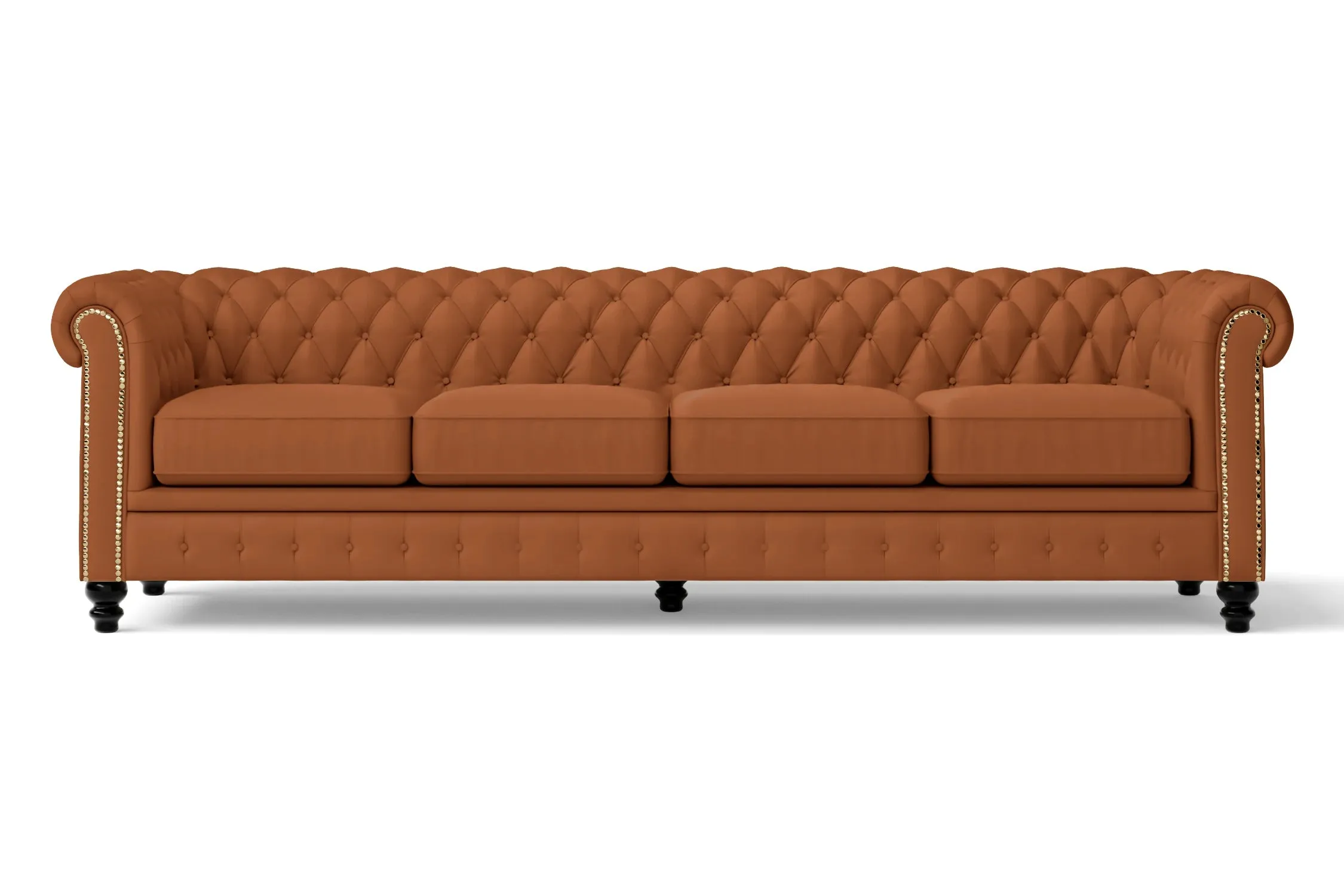 Aversa 4 Seater Sofa Tan Brown Leather