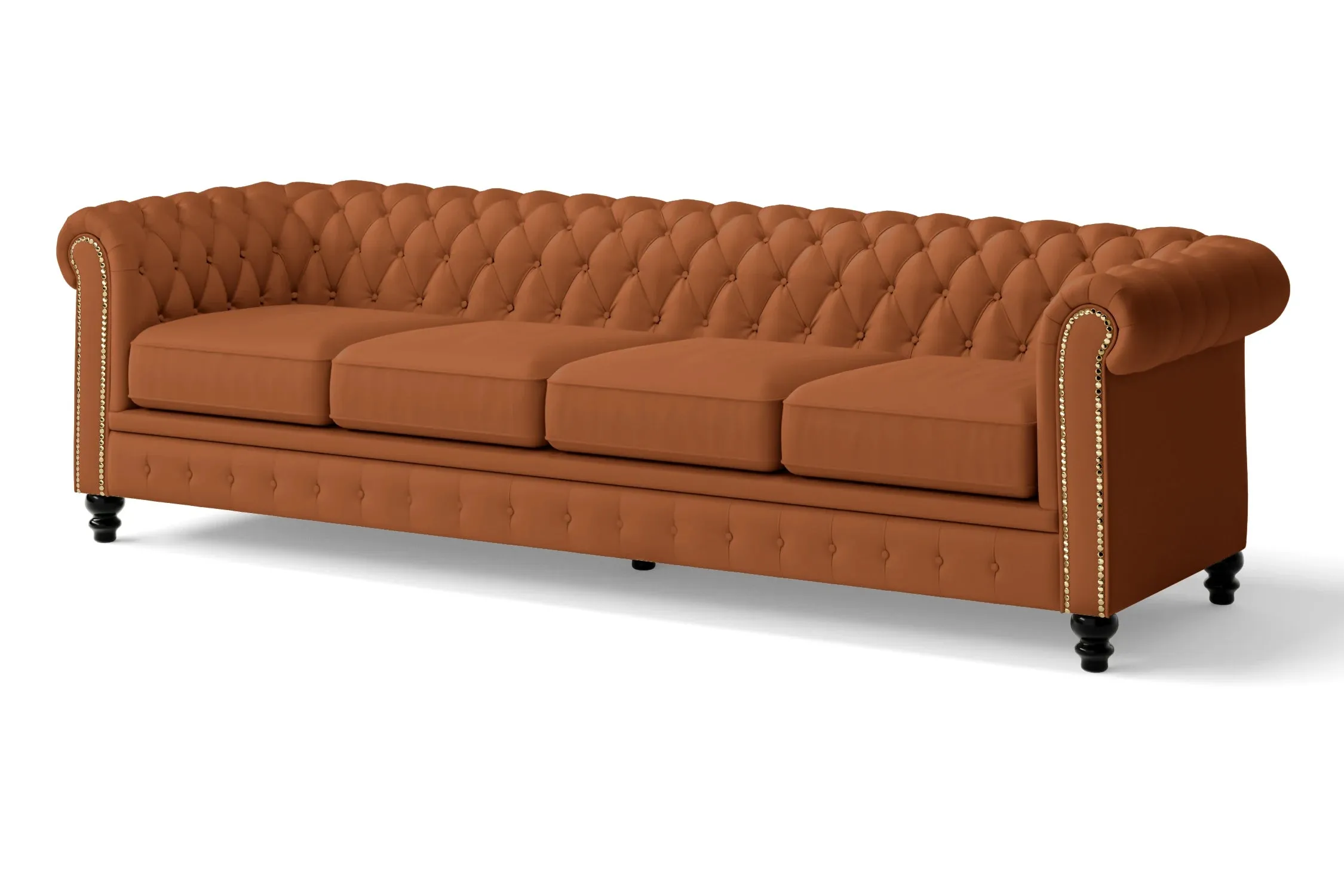 Aversa 4 Seater Sofa Tan Brown Leather