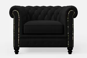 Aversa Armchair Black Linen Fabric