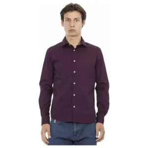 Baldinini Trend Bordeaux Cotton Men Shirt