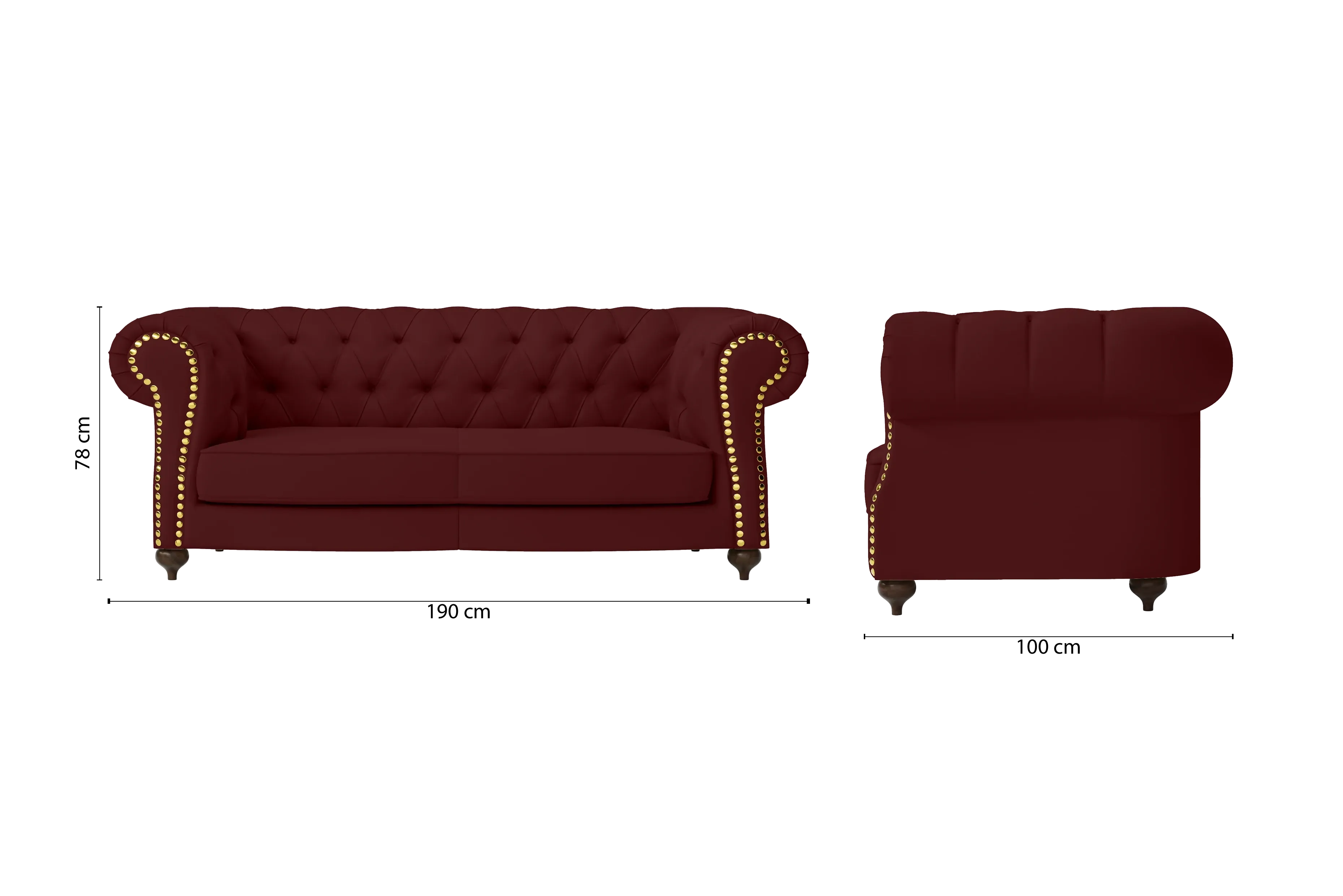 Bitonto 2 Seater Sofa Red Leather