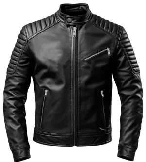 Black Men Slim fit Genuine Leather Jacket