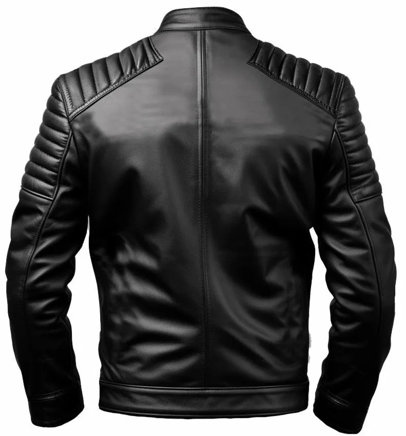 Black Men Slim fit Genuine Leather Jacket