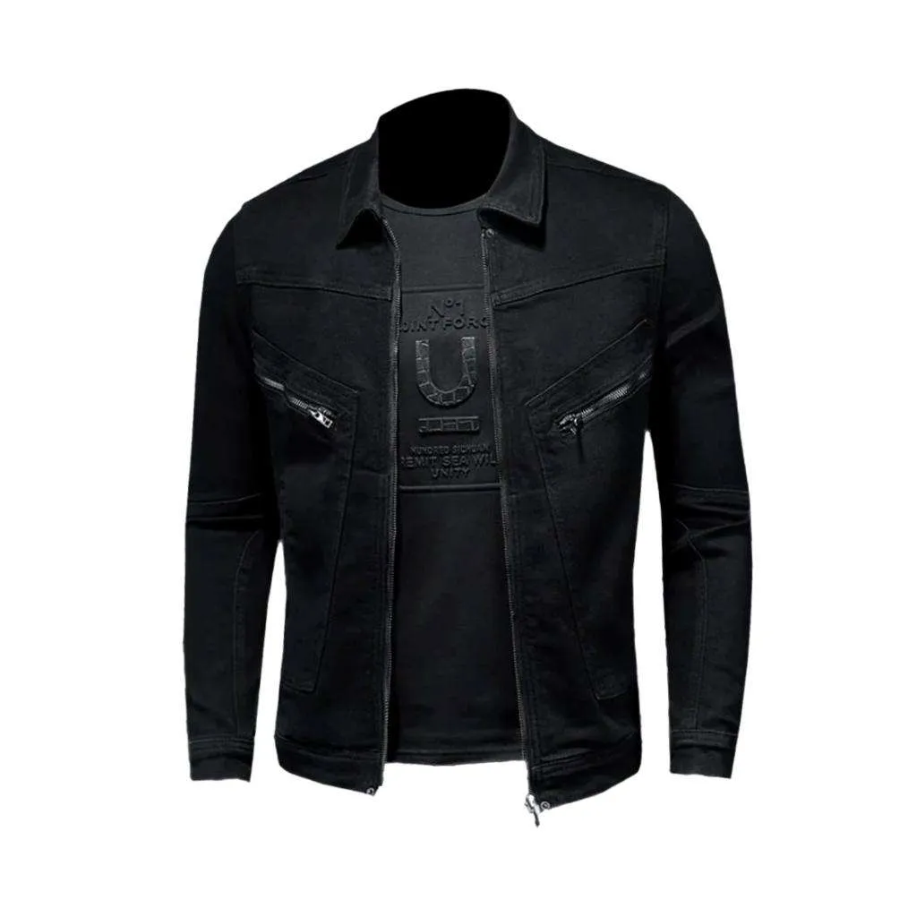 Black slim men jean jacket