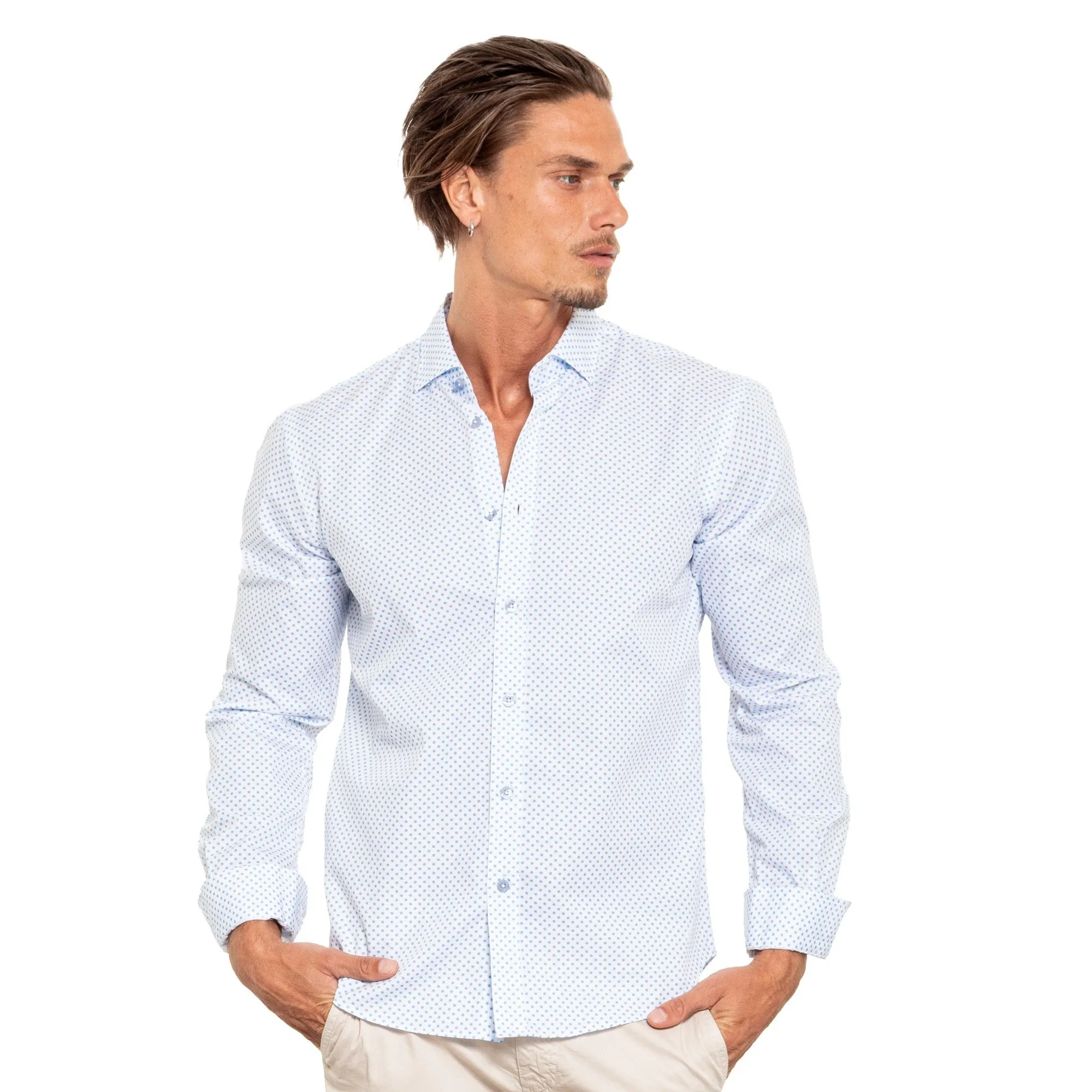 Blue Dot Button Down Shirt