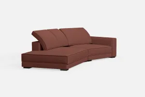 Bolzano 3 Seater Left Hand Facing Chaise Lounge Corner Sofa Mauve Leather