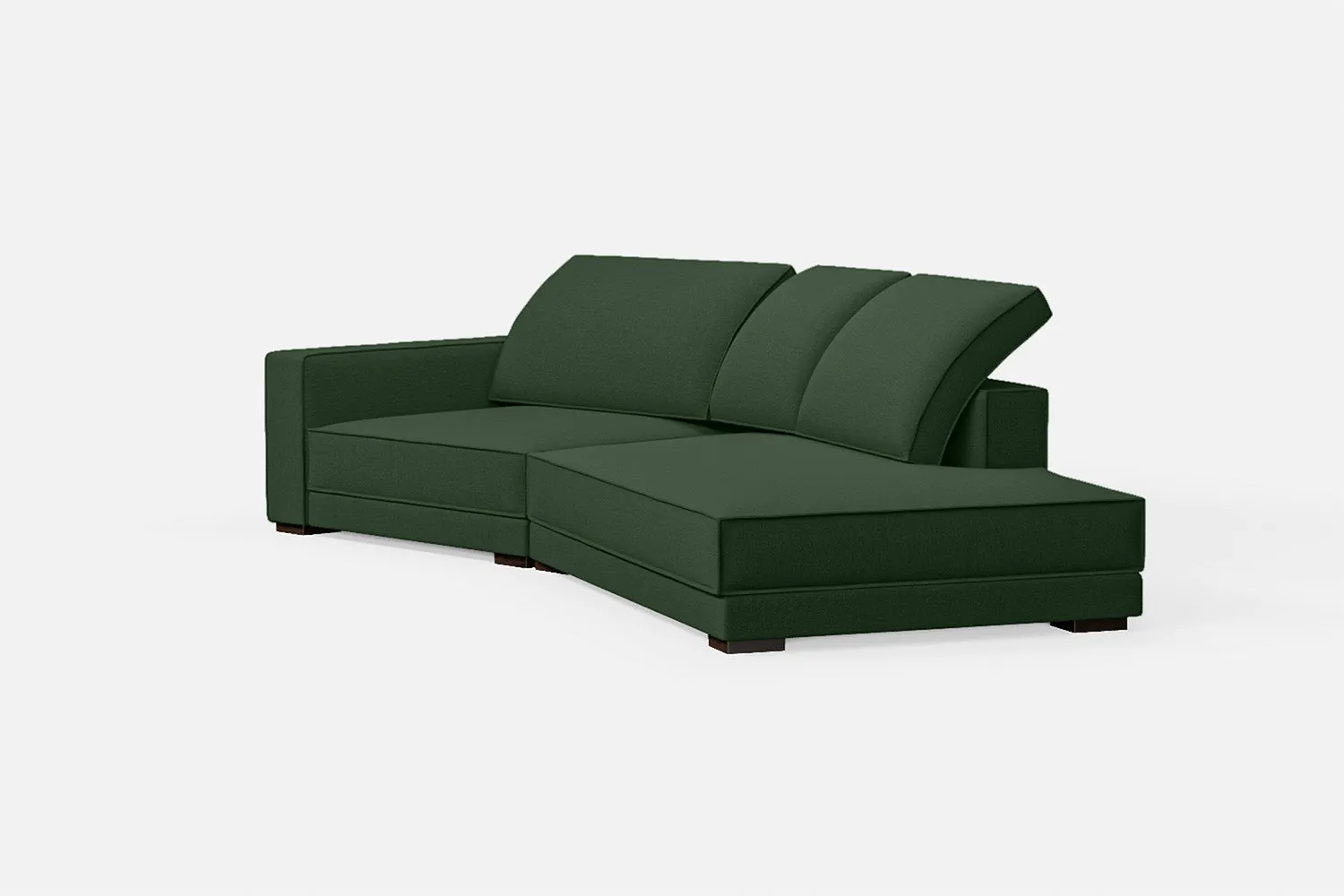 Bolzano 3 Seater Right Hand Facing Chaise Lounge Corner Sofa Forest Green Linen Fabric