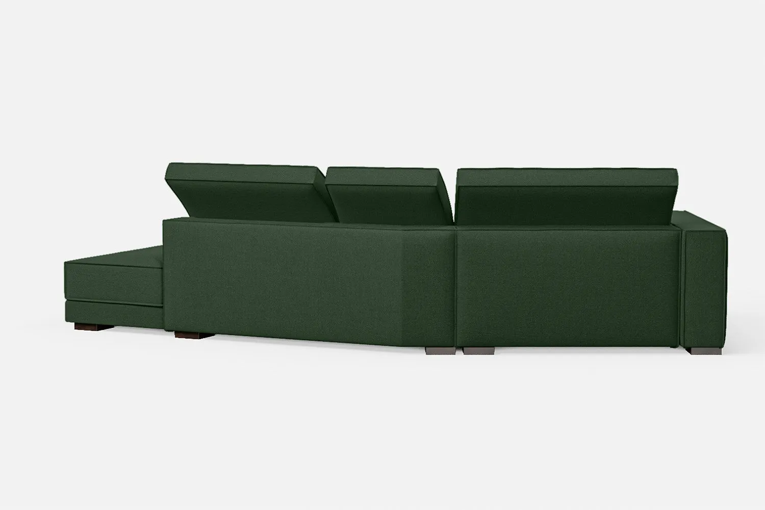 Bolzano 3 Seater Right Hand Facing Chaise Lounge Corner Sofa Forest Green Linen Fabric