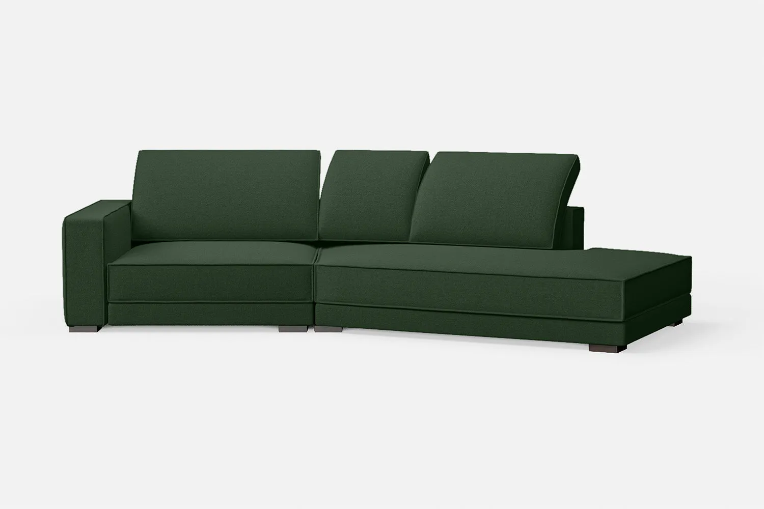 Bolzano 3 Seater Right Hand Facing Chaise Lounge Corner Sofa Forest Green Linen Fabric