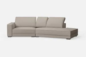 Bolzano 3 Seater Right Hand Facing Chaise Lounge Corner Sofa Sand Leather