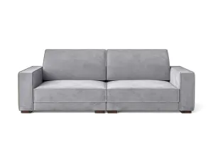 Bolzano 3 Seater Sofa Silver Velvet