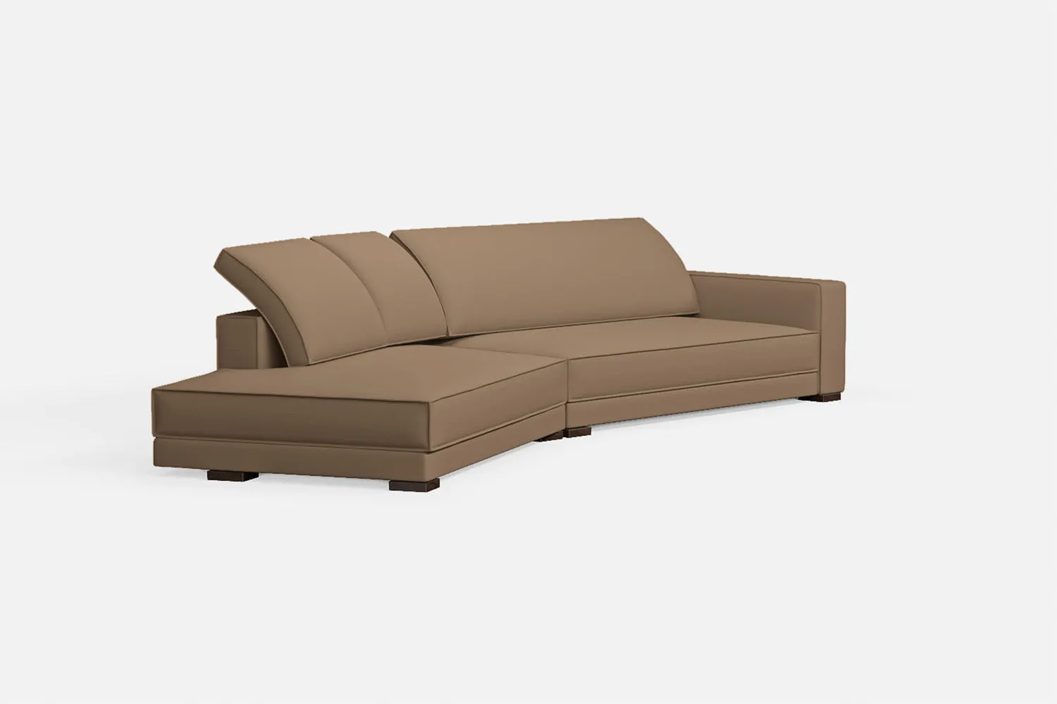 Bolzano 4 Seater Left Hand Facing Chaise Lounge Corner Sofa Stone Leather