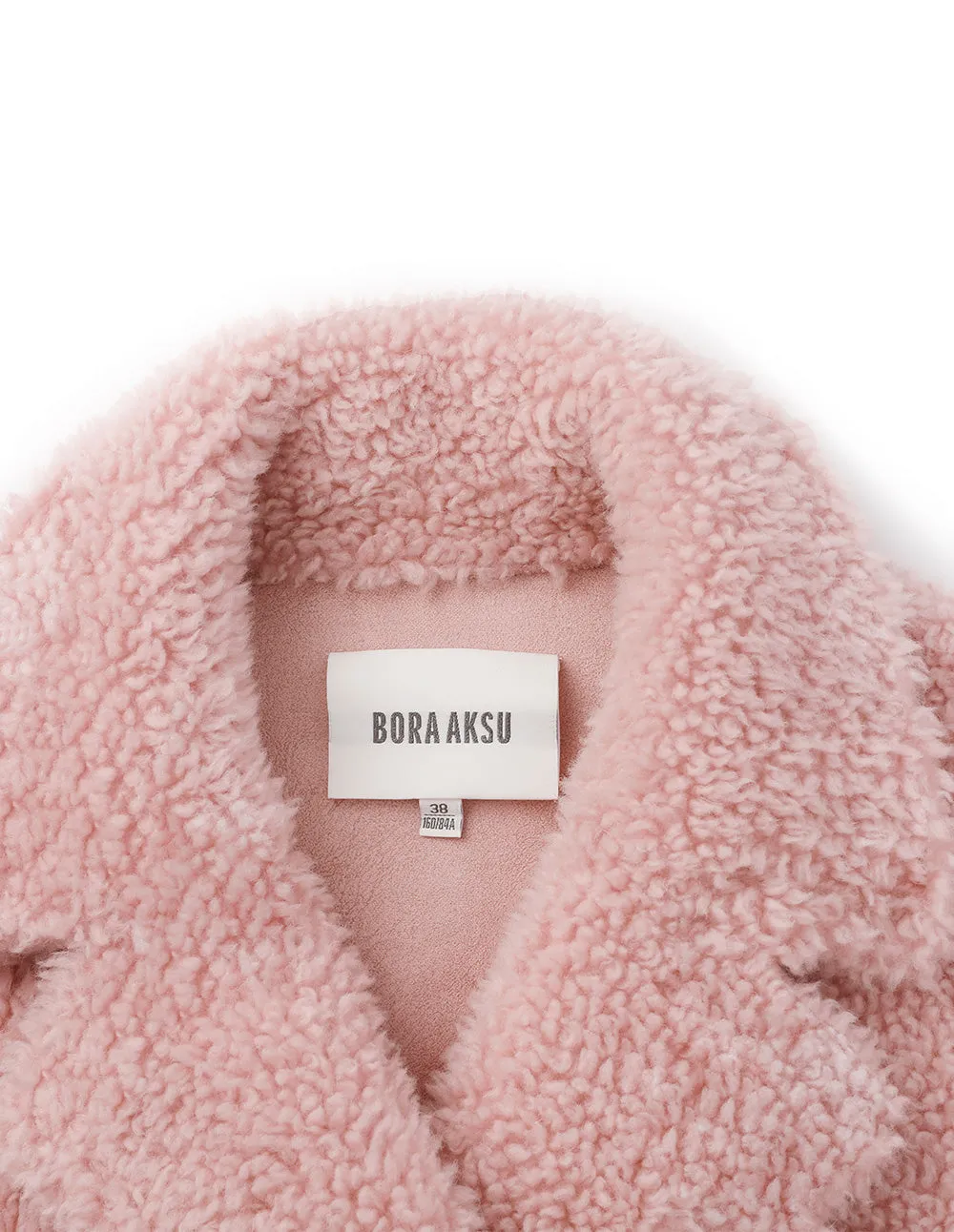 BORA AKSU Short Pink Sheep's Wool Plush Coat