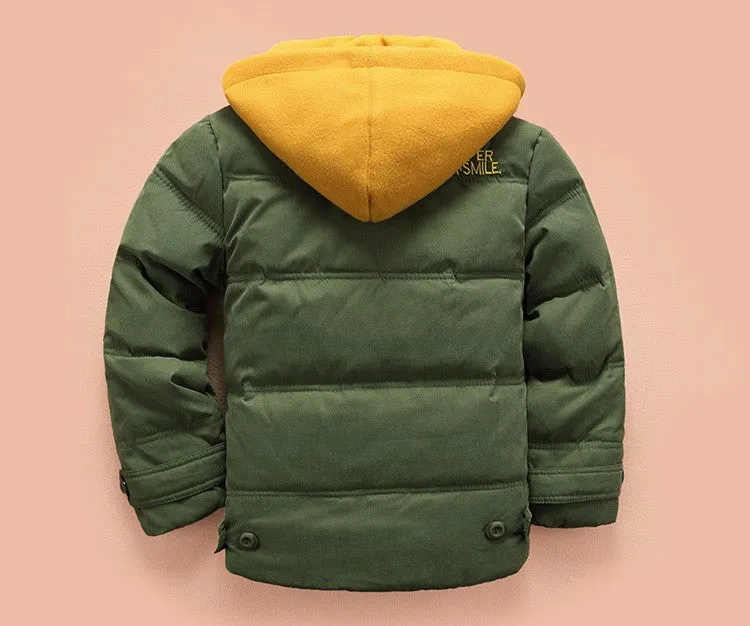 Boys Casual Warm Hooded Puffer Jacket