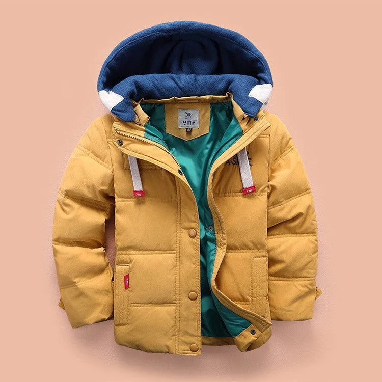 Boys Casual Warm Hooded Puffer Jacket