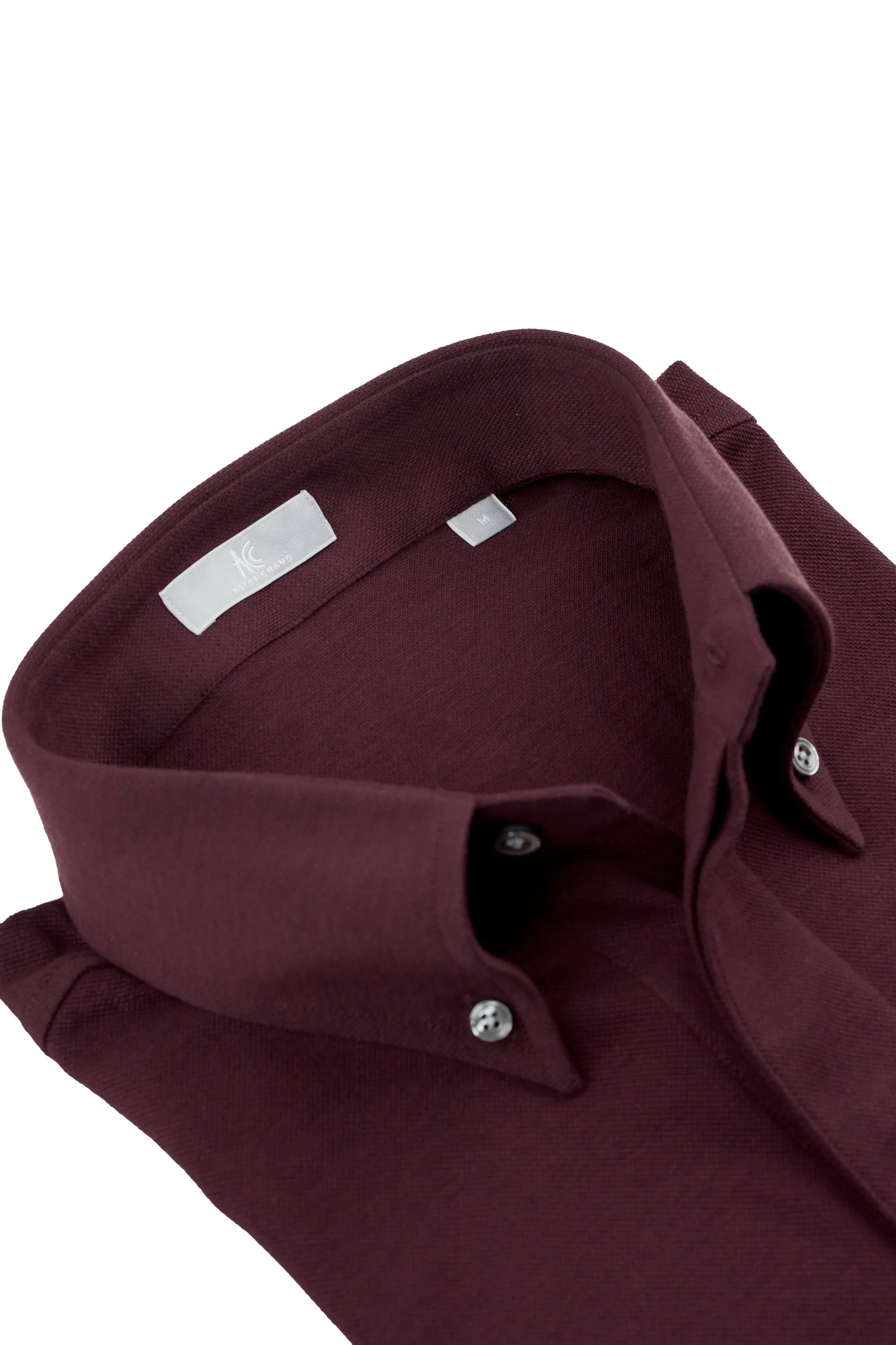 Burgundy Button Down Collar Polo - Short Sleeve Davis Fit (Slim)