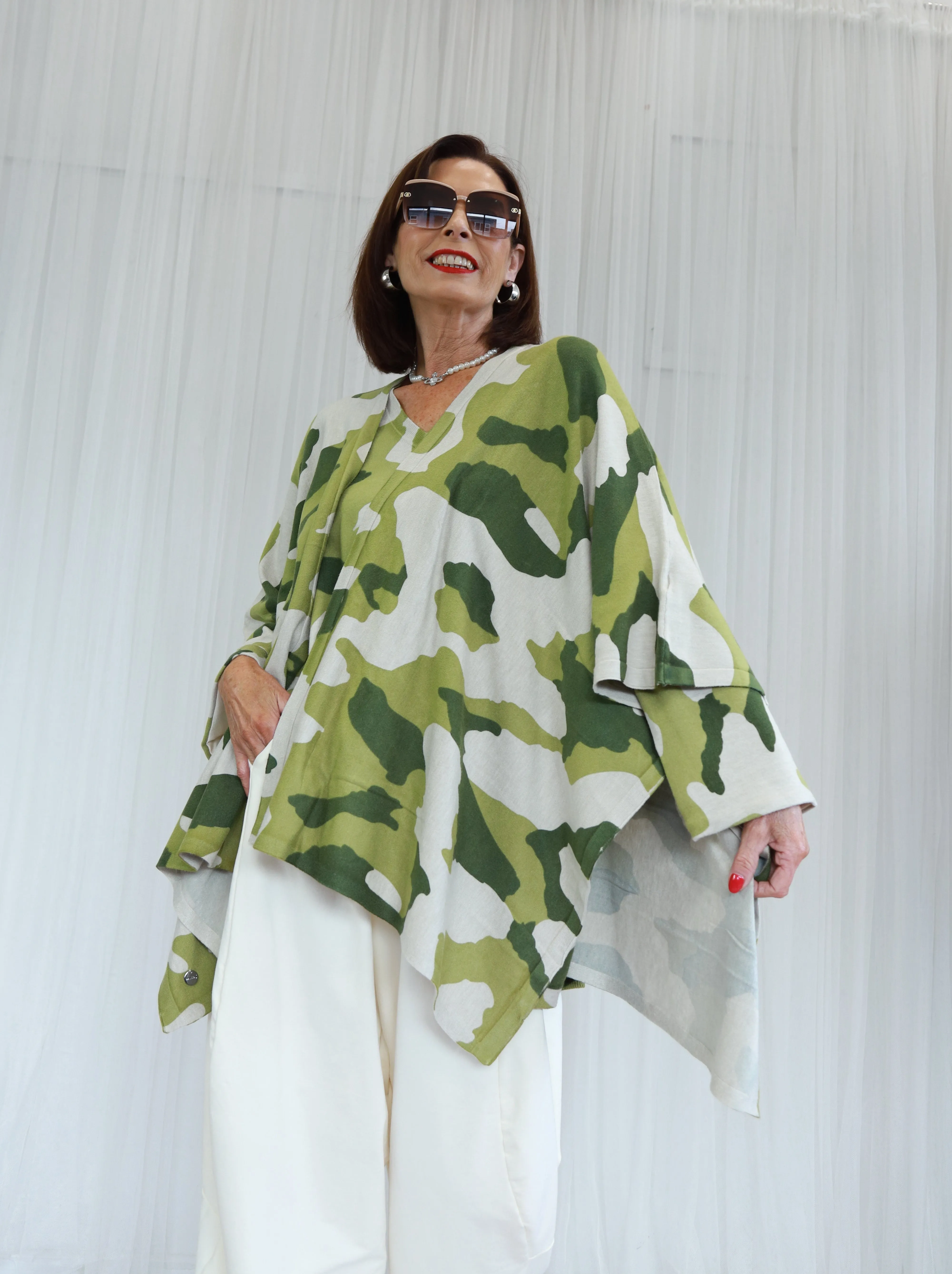 CAMILA CAMO WATERFALL SWING JACKET- GREEN WF1131