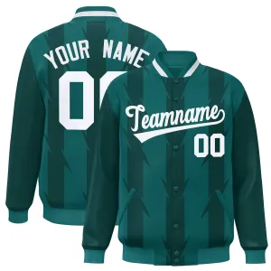 Custom Aqua Aqua Varsity Full-Snap Blade Pattern Raglan Sleeves Letterman Baseball Jacket