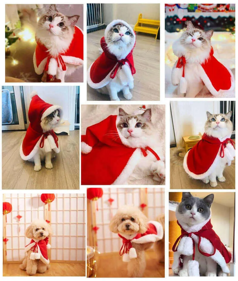 Cute Christmas Dog Coat Cat Costume Soft Warm Cat