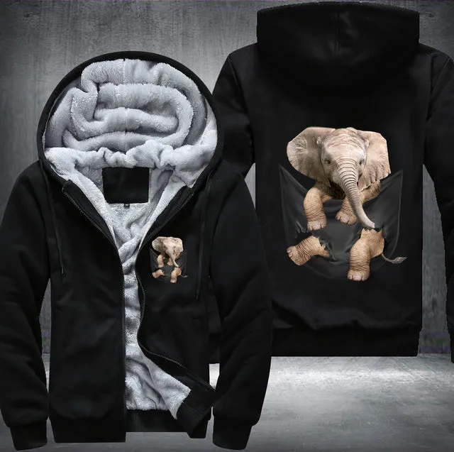 Cute Elephant Thick Zip-up Winter Hoodie