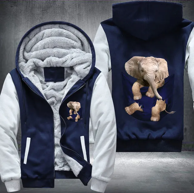 Cute Elephant Thick Zip-up Winter Hoodie