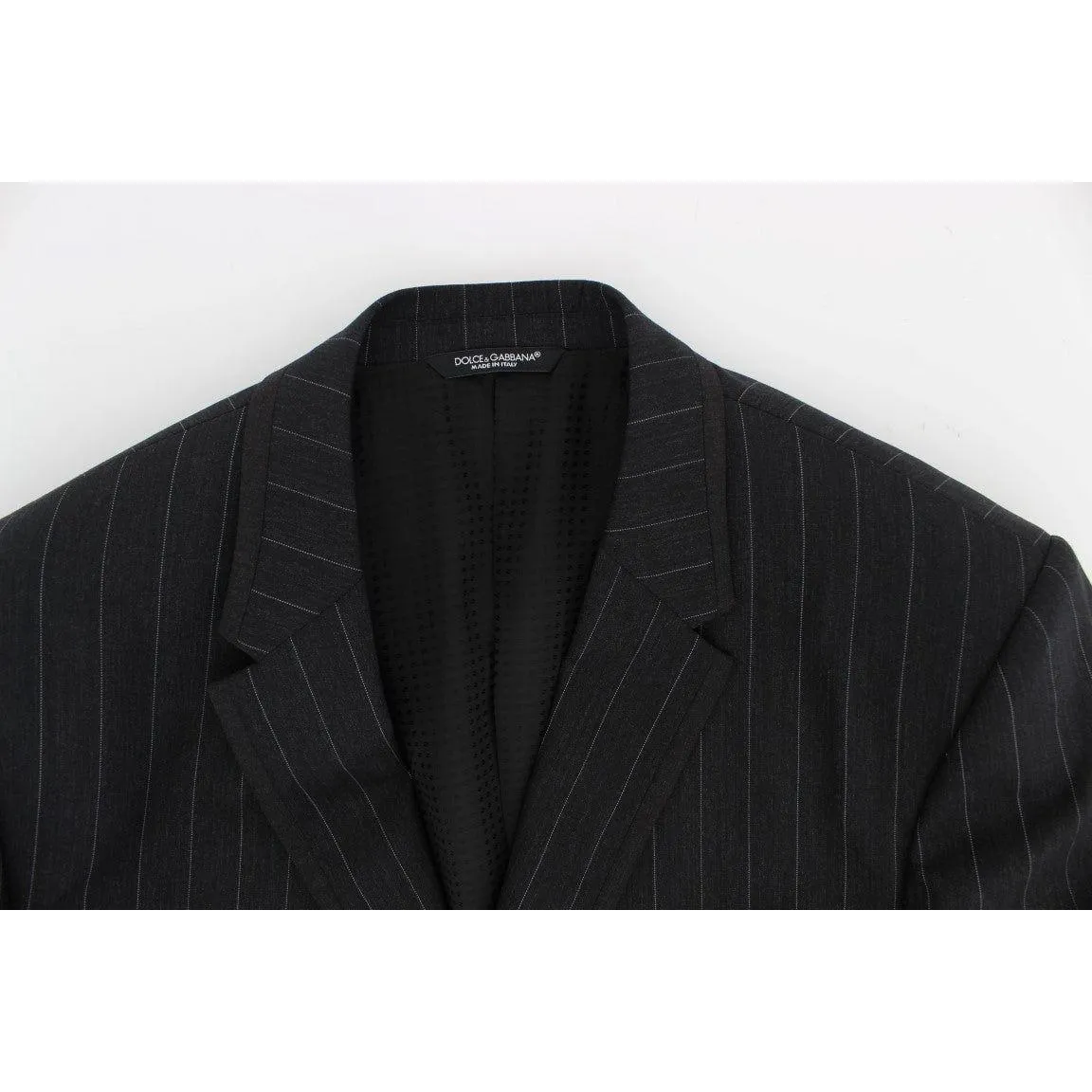 Dolce & Gabbana Chic Gray Striped Wool Blazer Jacket