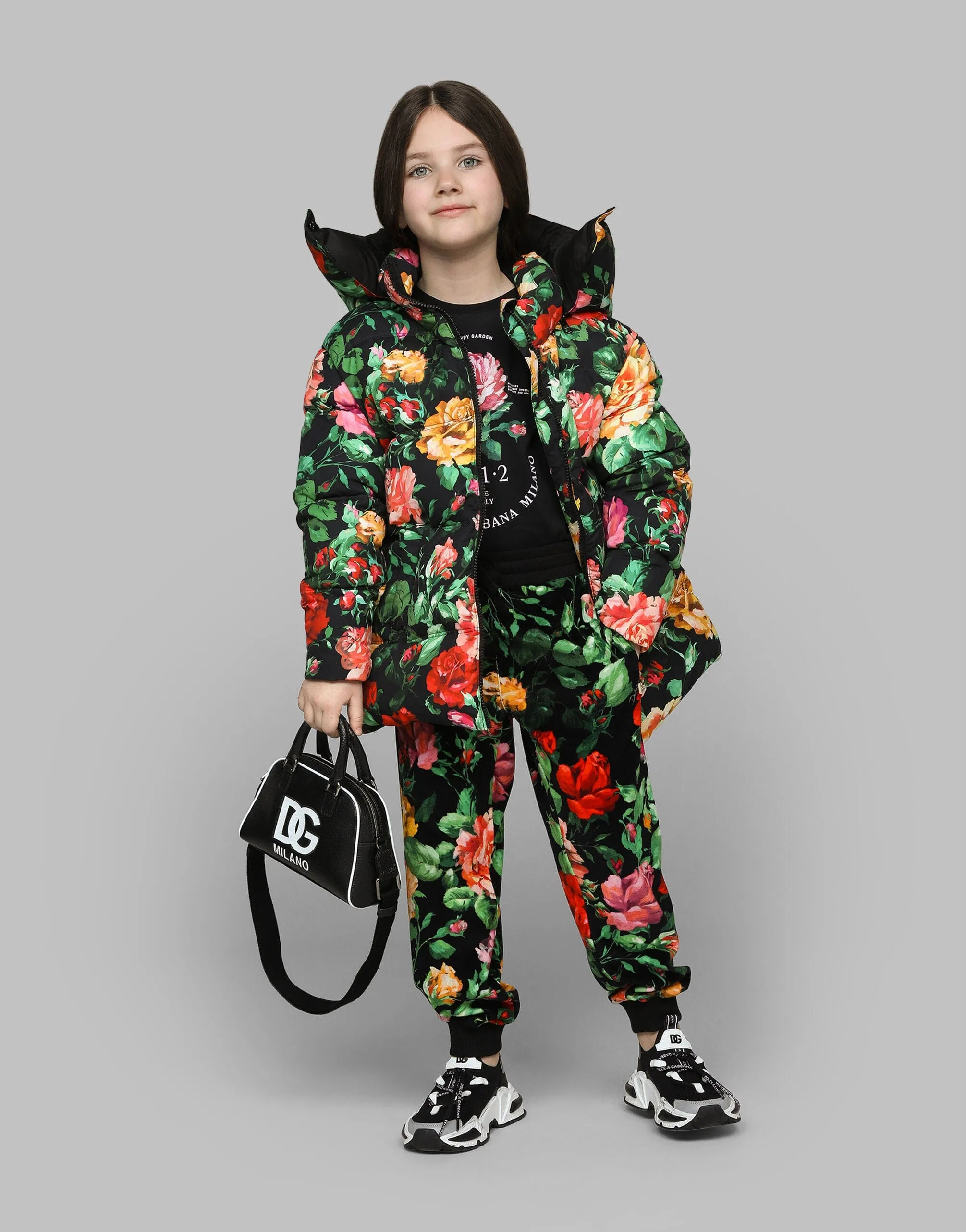 Dolce & Gabbana Girls Down Padded Rose Jacket in Multicolour