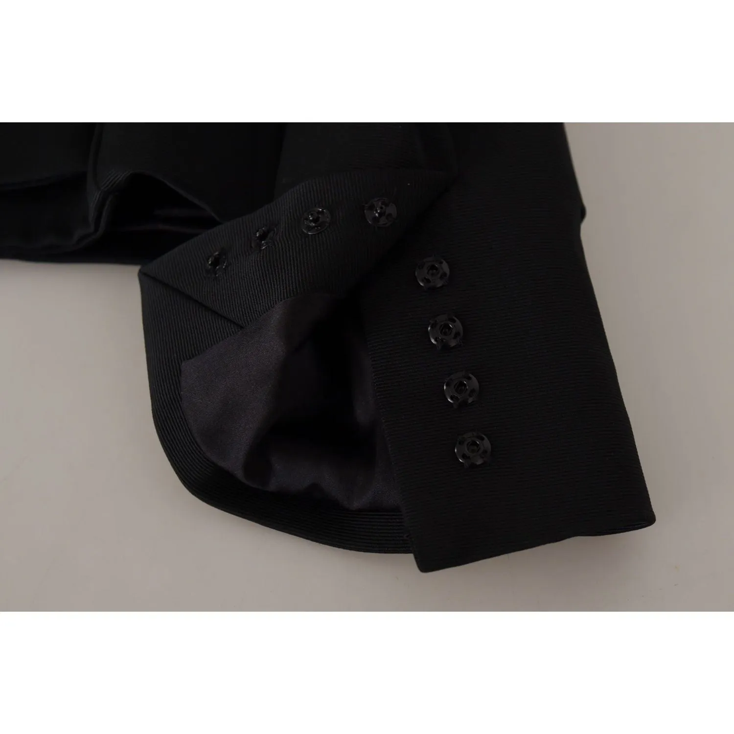 Dolce & Gabbana Sleek Black Snap Jacket with Silk Lining