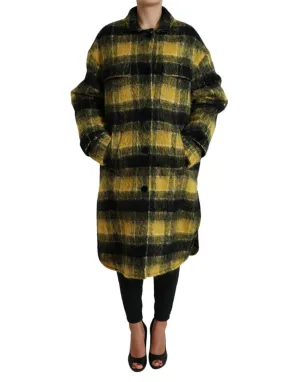 Dolce & Gabbana Yellow Plaid Long Sleeve Casual Coat Jacket