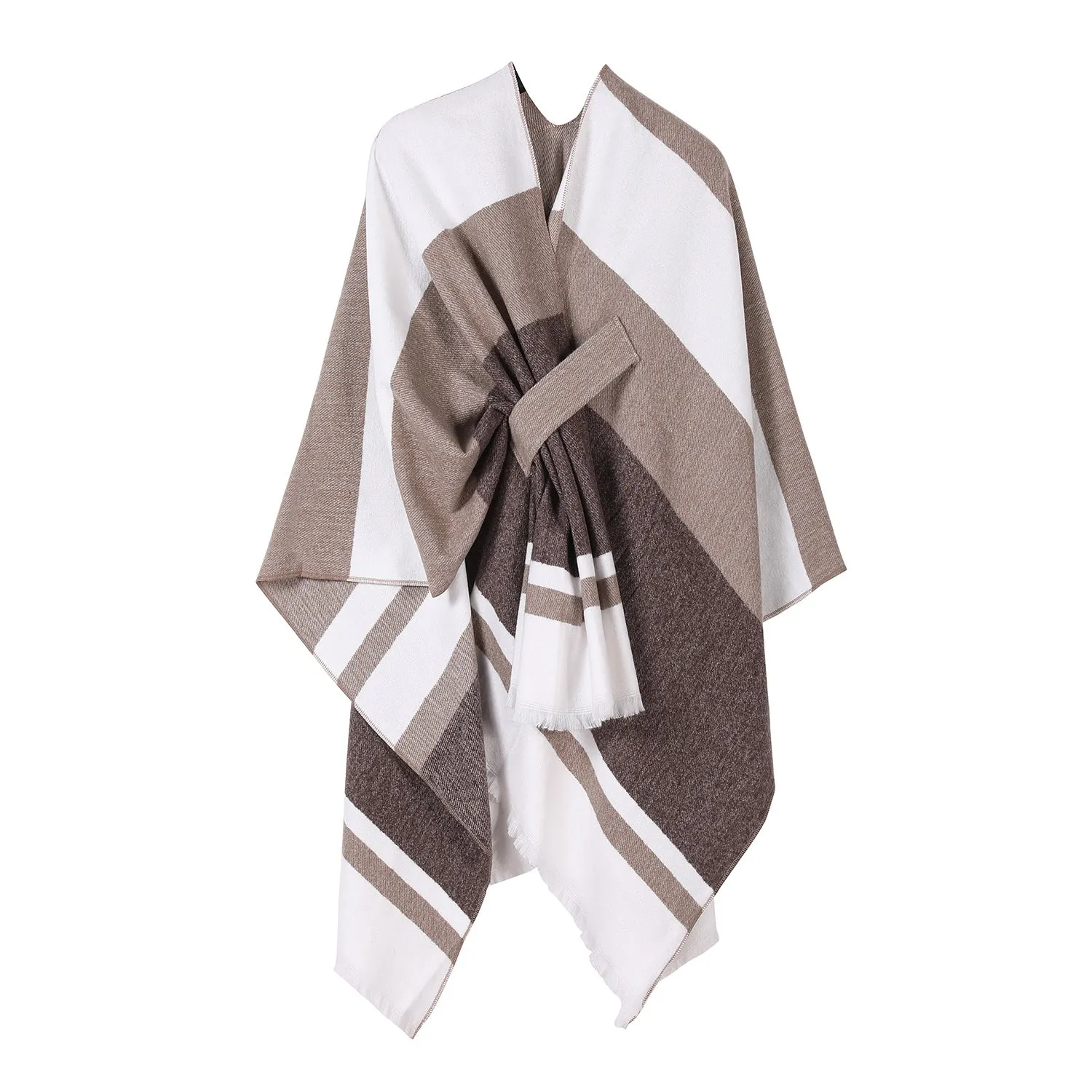 Fashion Imitation Cashmere Stripe Summer High-End Versatile Belted Scarf