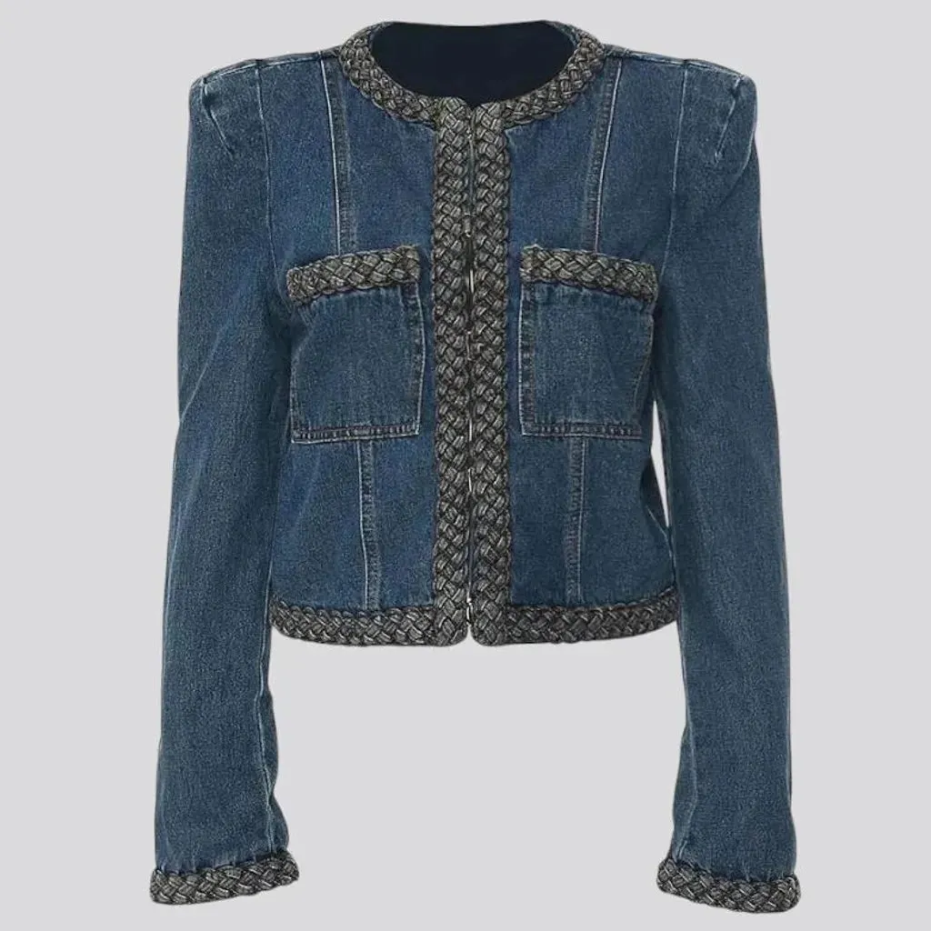 Fashionable medium fit jeans jacket for ladies