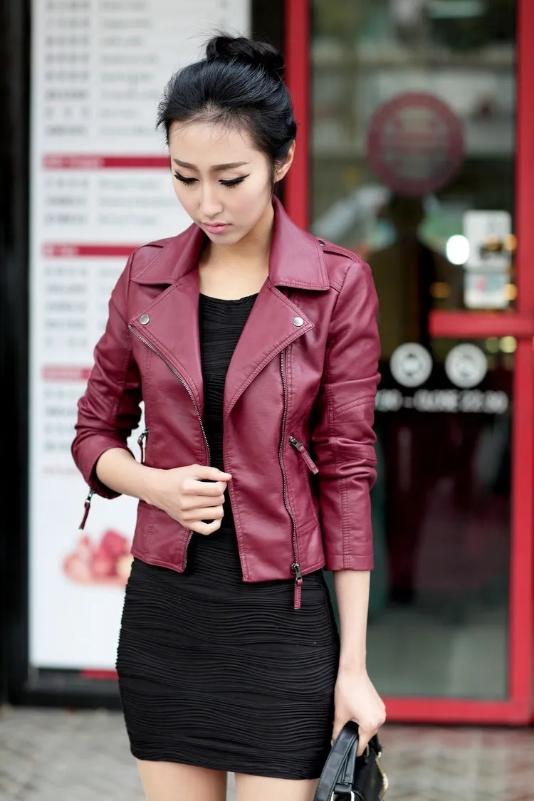 Faux leather jacket for women