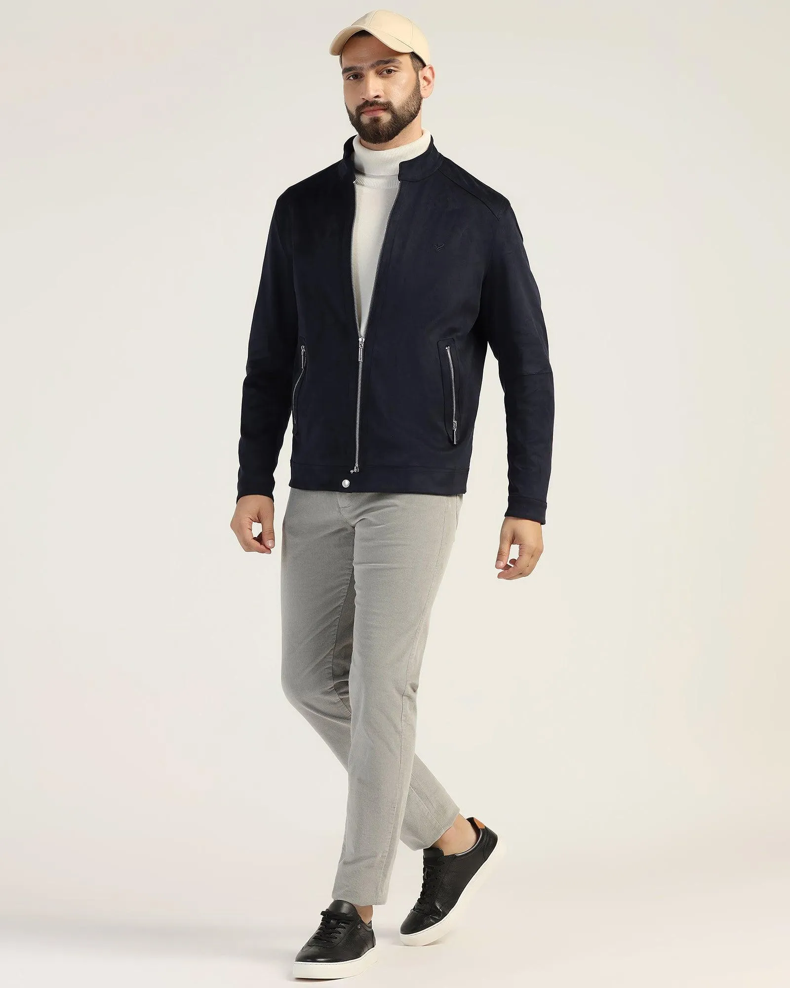 Formal Navy Solid Zipper Jacket - Gosling