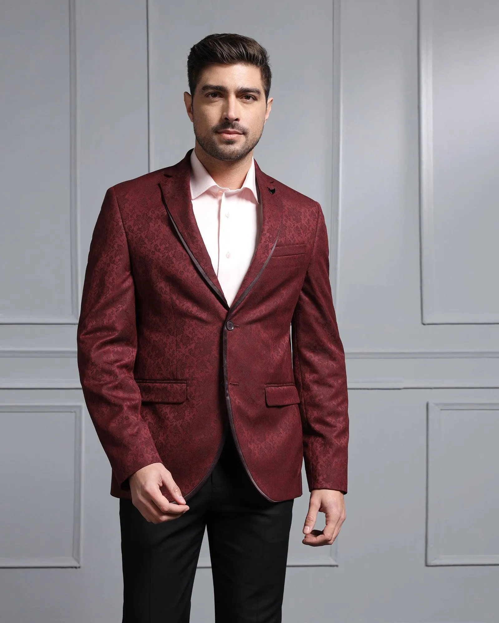 Formal Wine Printed Blazer - Carren