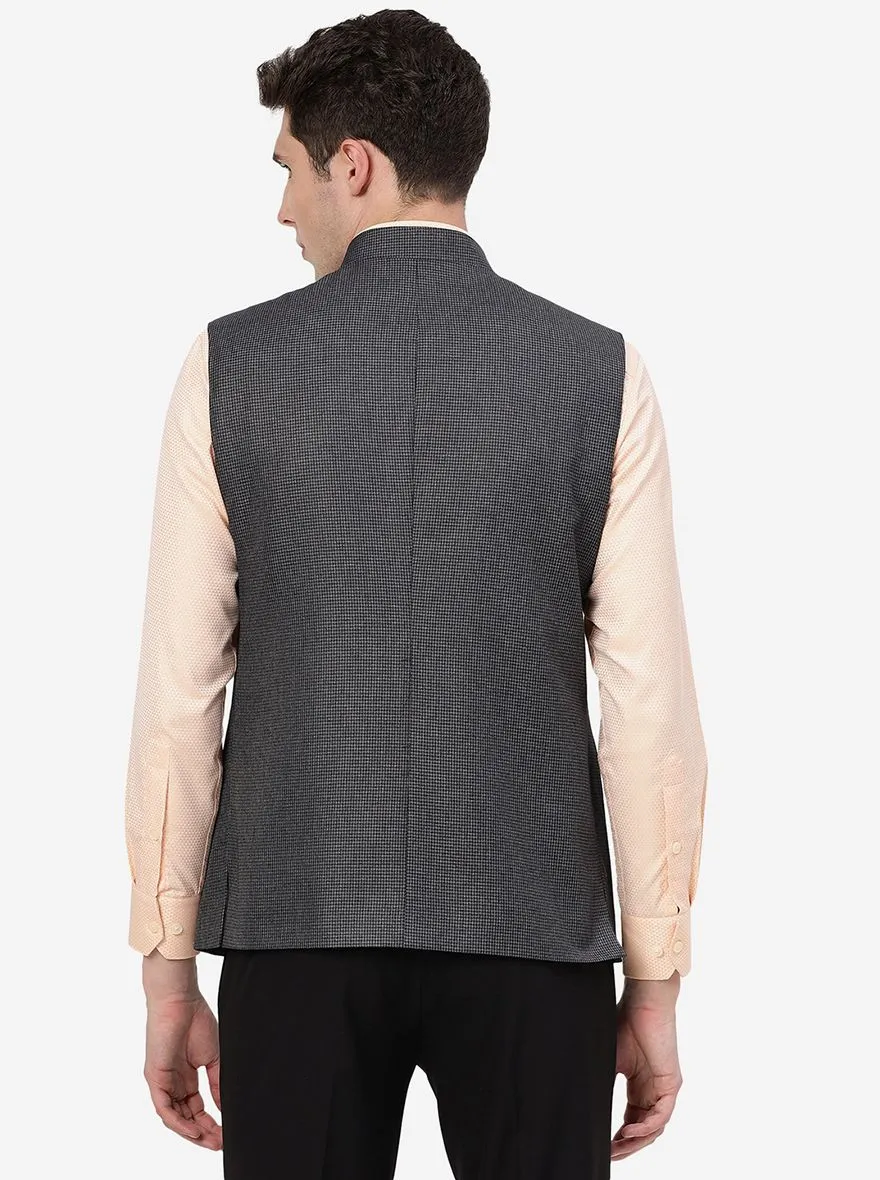 Grey Textured Regular Fit Modi Jacket | JadeBlue