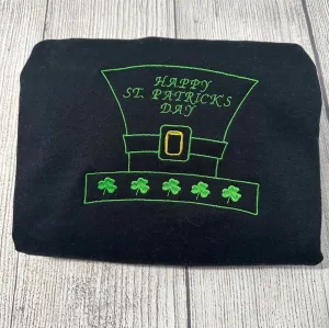 Happy St. Patrick Day Embroidered Sweatshirt, Women's Embroidered Sweatshirts