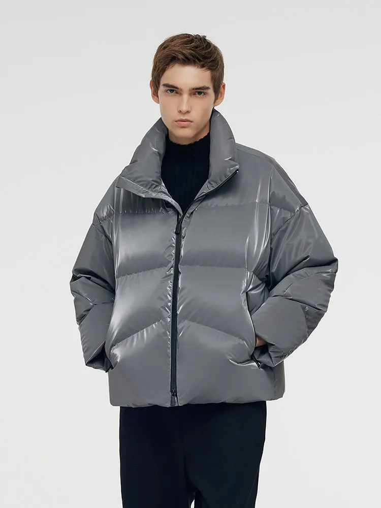 High Collar Unisex Short Goose Down Jacket