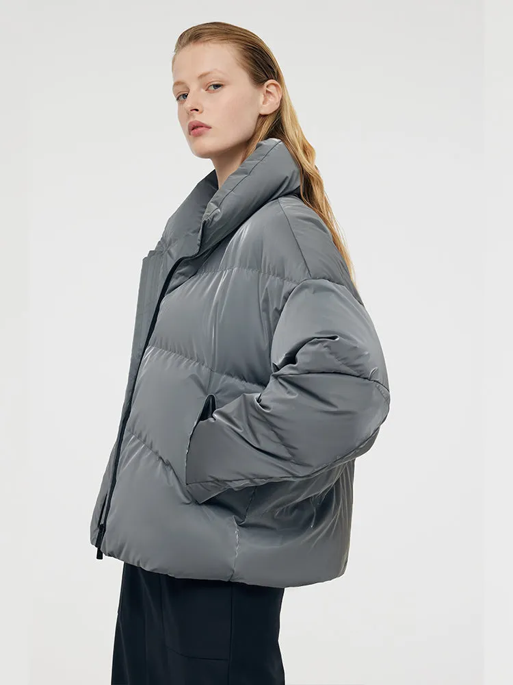 High Collar Unisex Short Goose Down Jacket