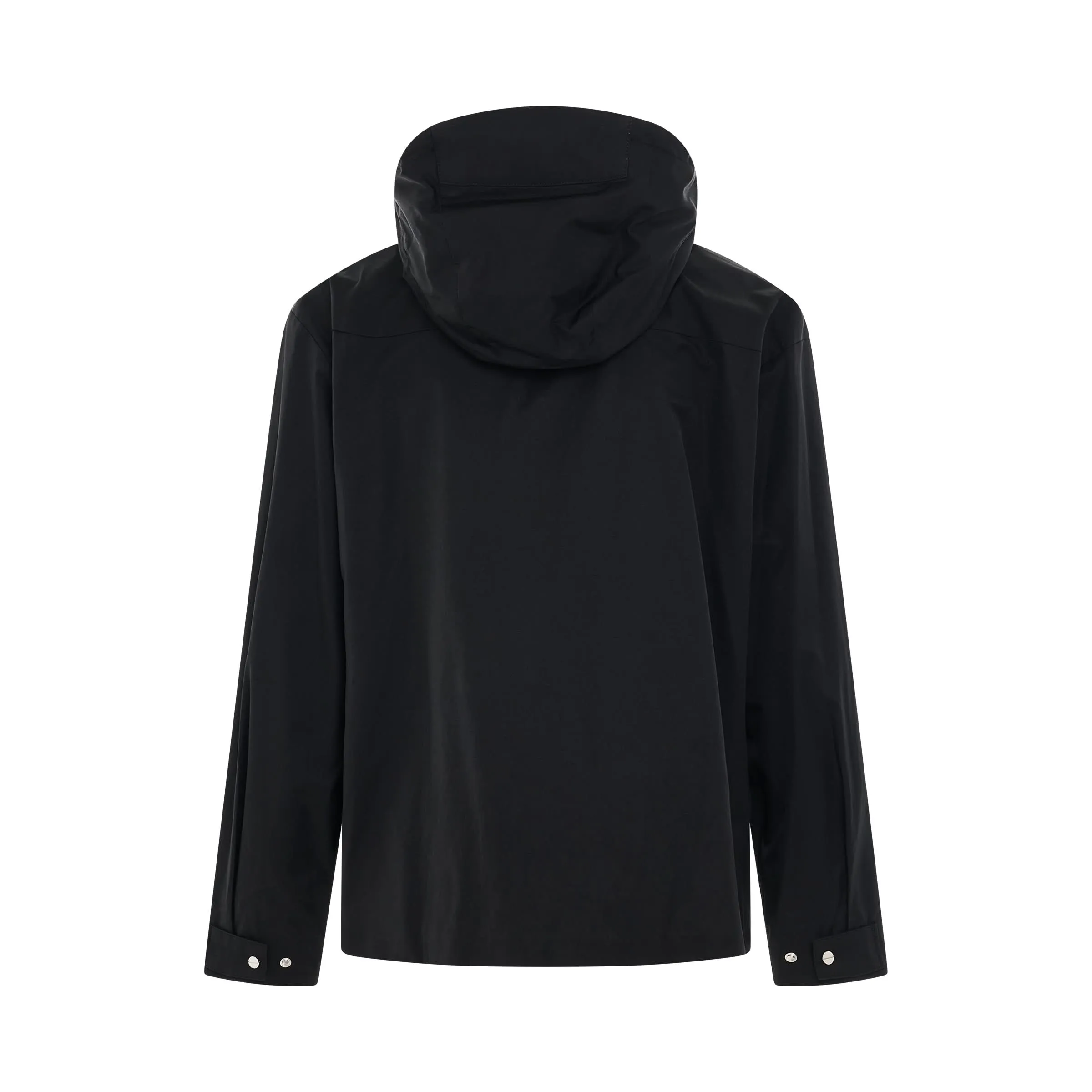 High-Neck Hooded Jacket in Black