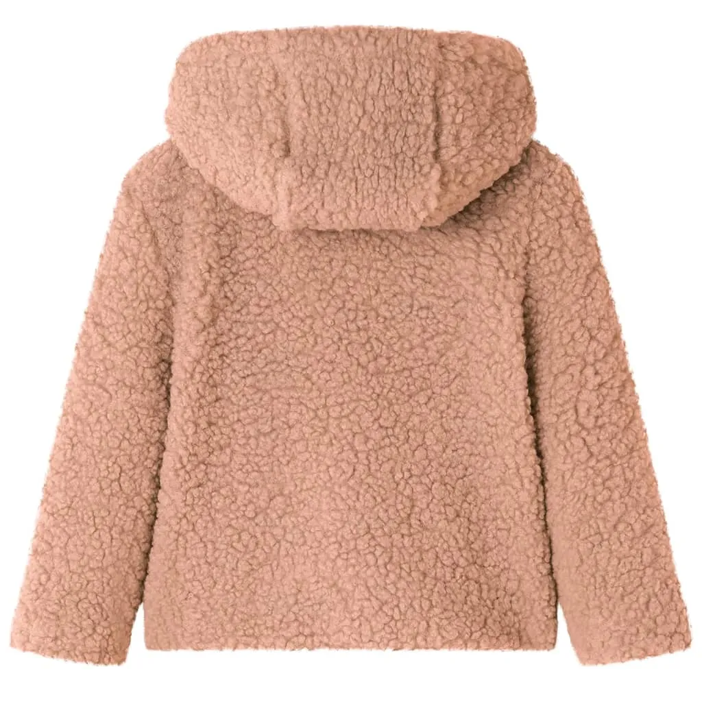 Kids' Cozy Hooded Teddy Faux Fur Jacket in Light Cognac - Size 116, Ages 5-6 | Soft & Stylish